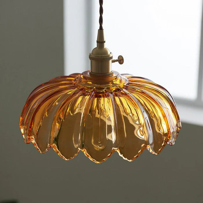 Flarevia Vintage glass flower pendant lamp