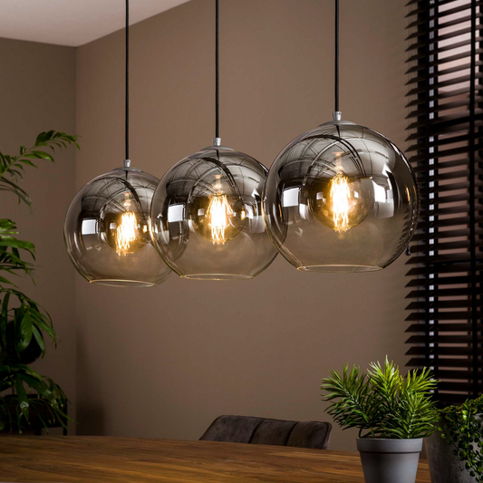 Solestra Pendant Lamp Glass Shade Three Flame