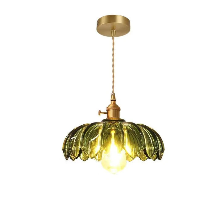 Flarevia Vintage glass flower pendant lamp