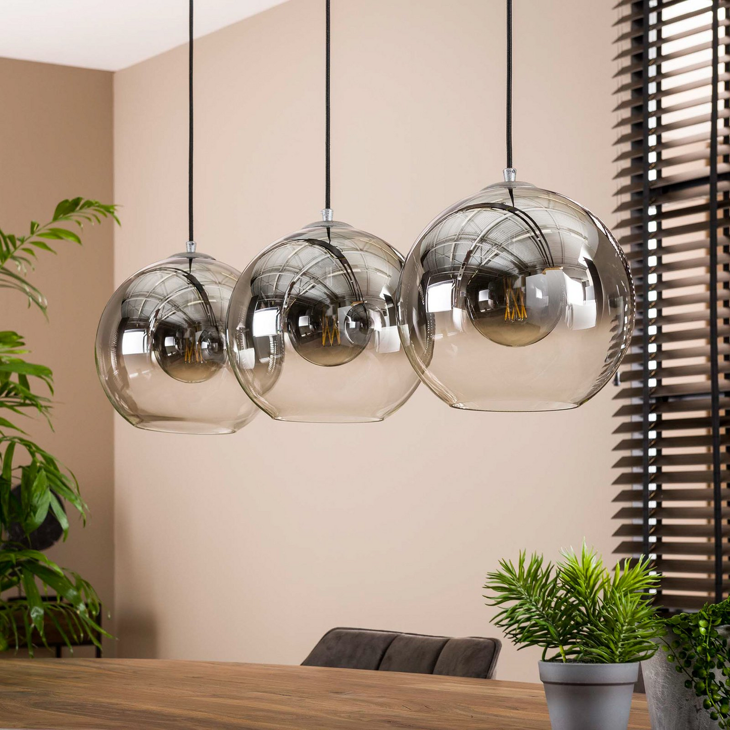 Solestra Pendant Lamp Glass Shade Three Flame
