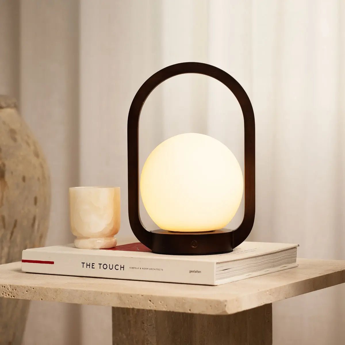 Brightarae Dark Brown Wooden Cordless Lamp