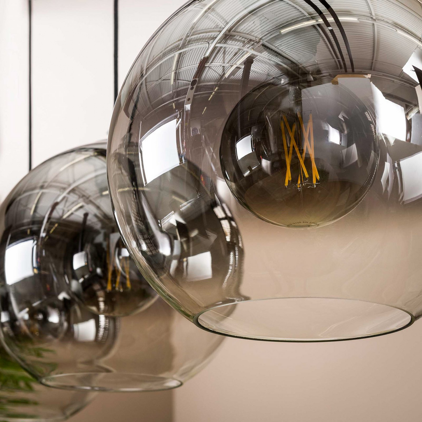 Solestra Pendant Lamp Glass Shade Three Flame