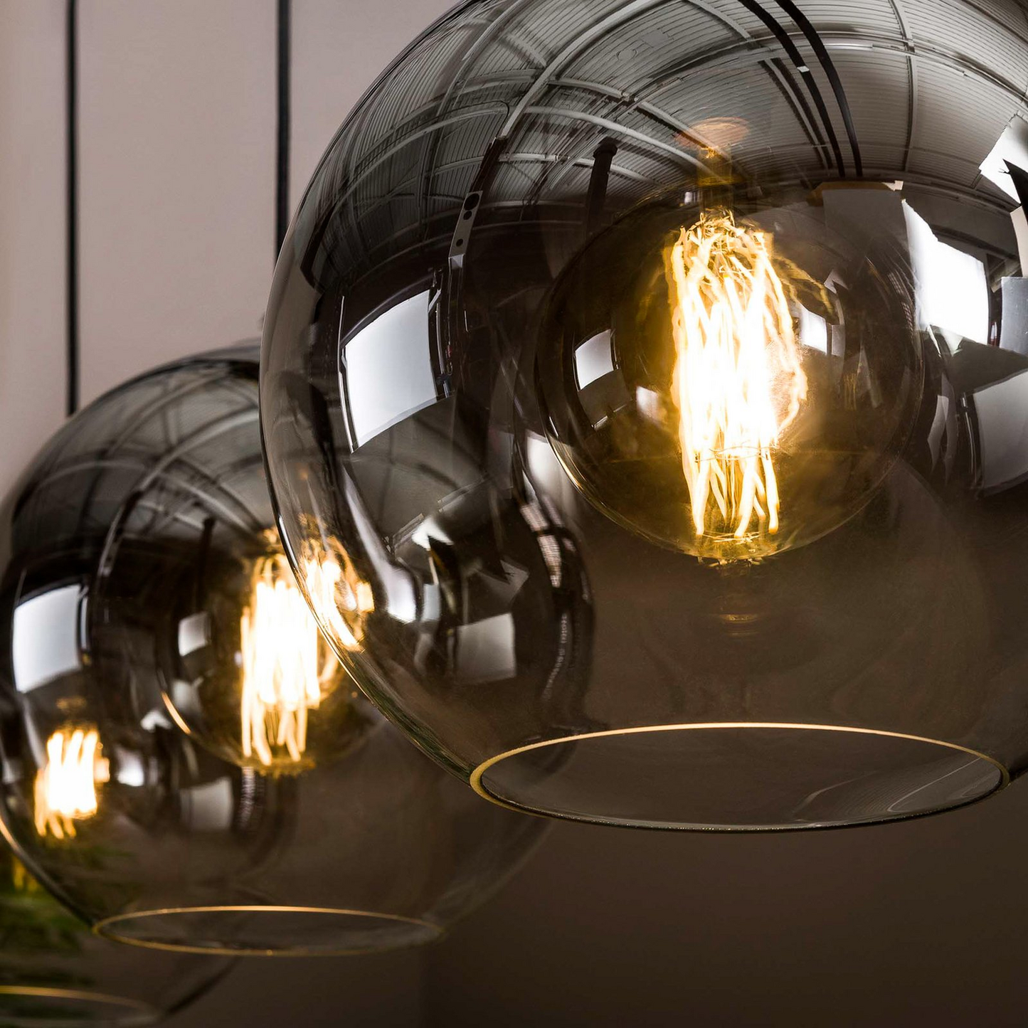 Solestra Pendant Lamp Glass Shade Three Flame