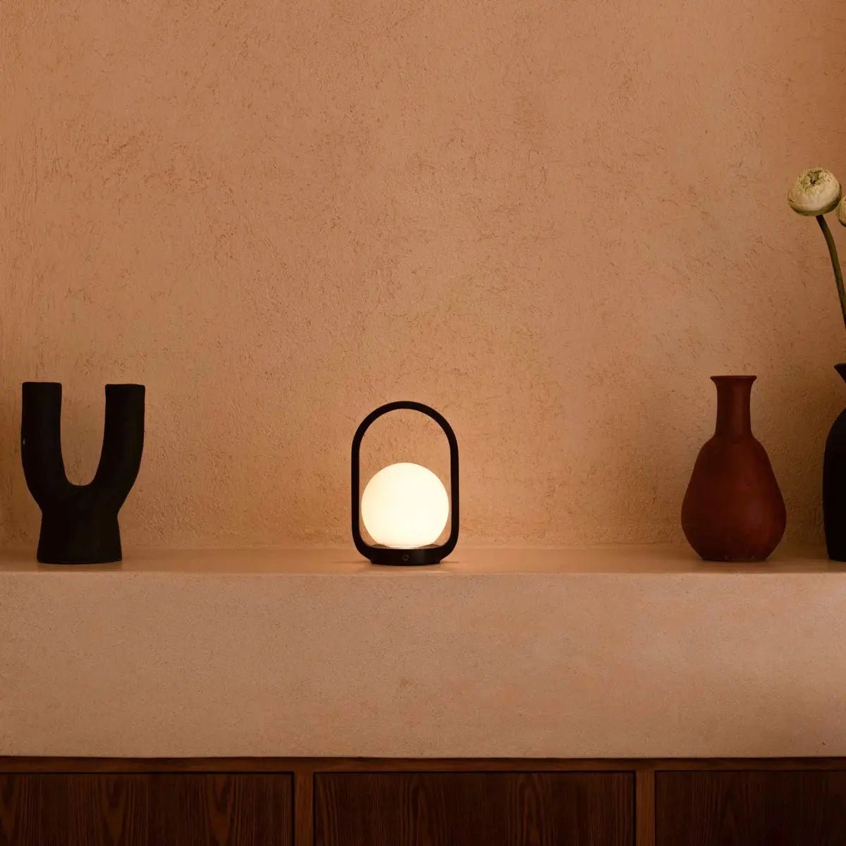 Brightarae Dark Brown Wooden Cordless Lamp