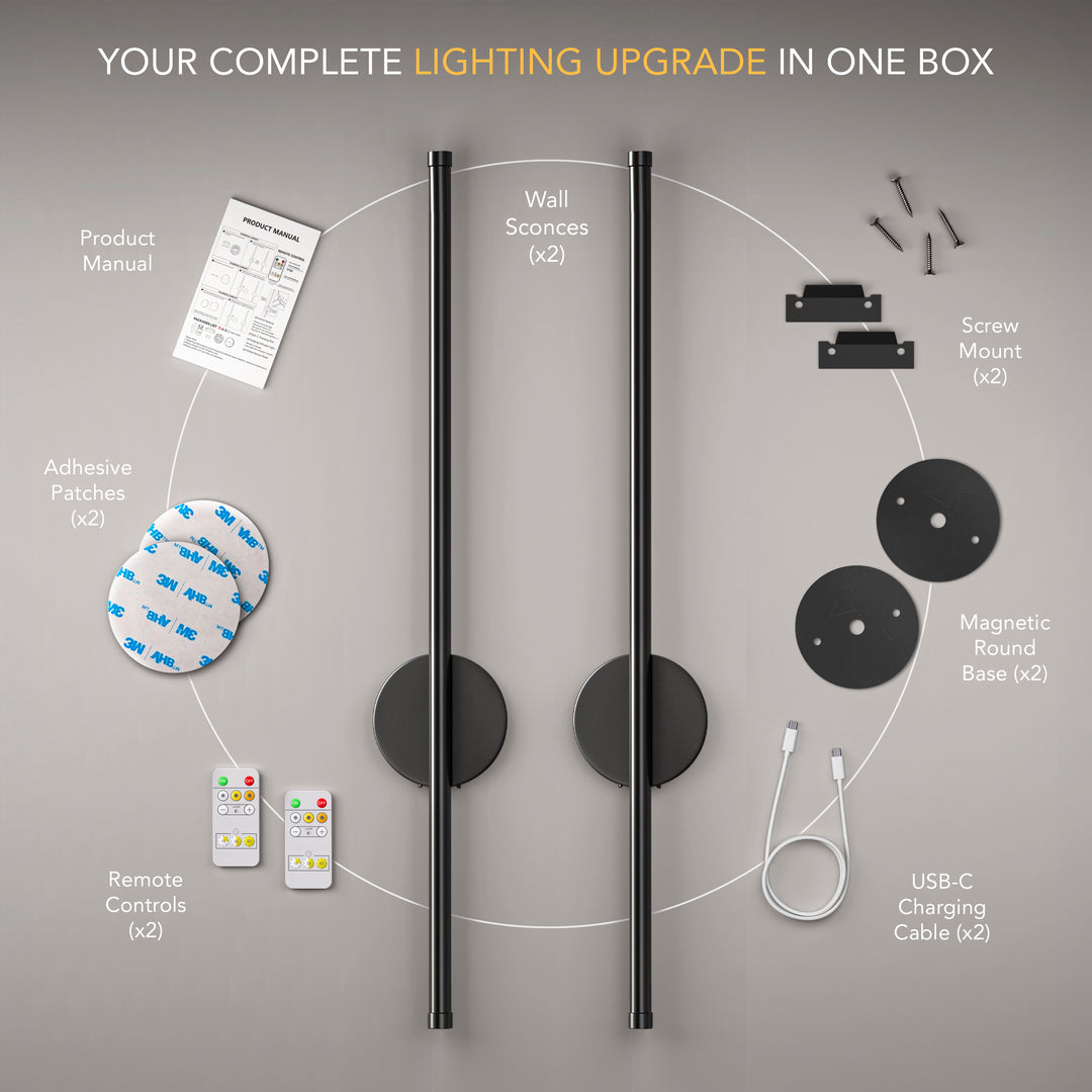 Luxevra Wireless Modern Wall Lights Set Of 2