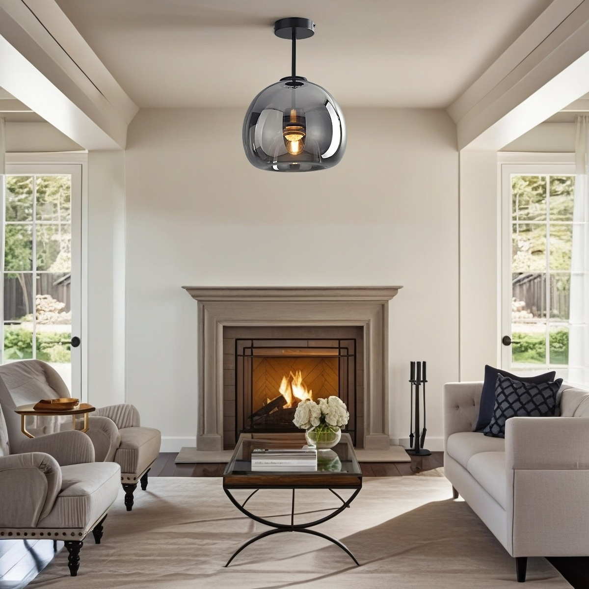 Florynna Modern simple copper glass ceiling light