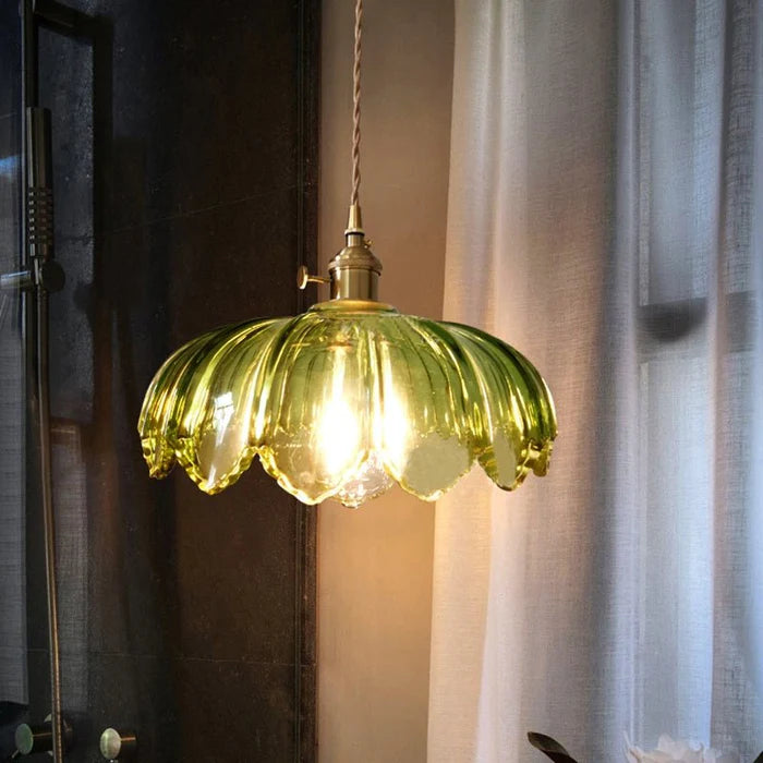 Flarevia Vintage glass flower pendant lamp