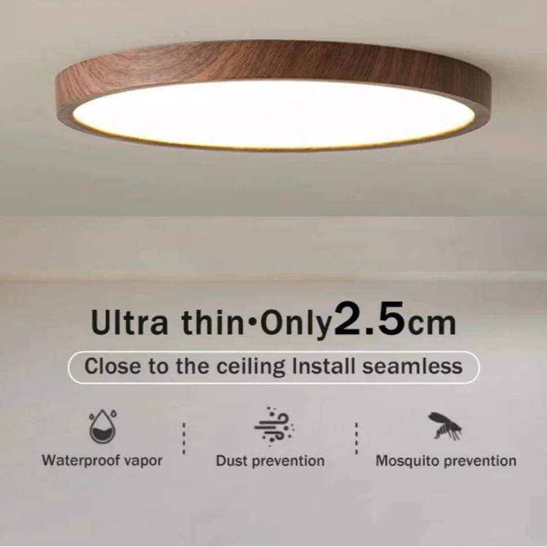 Radiancea Modern Circular Ultrathin Wood LED Ceiling Light