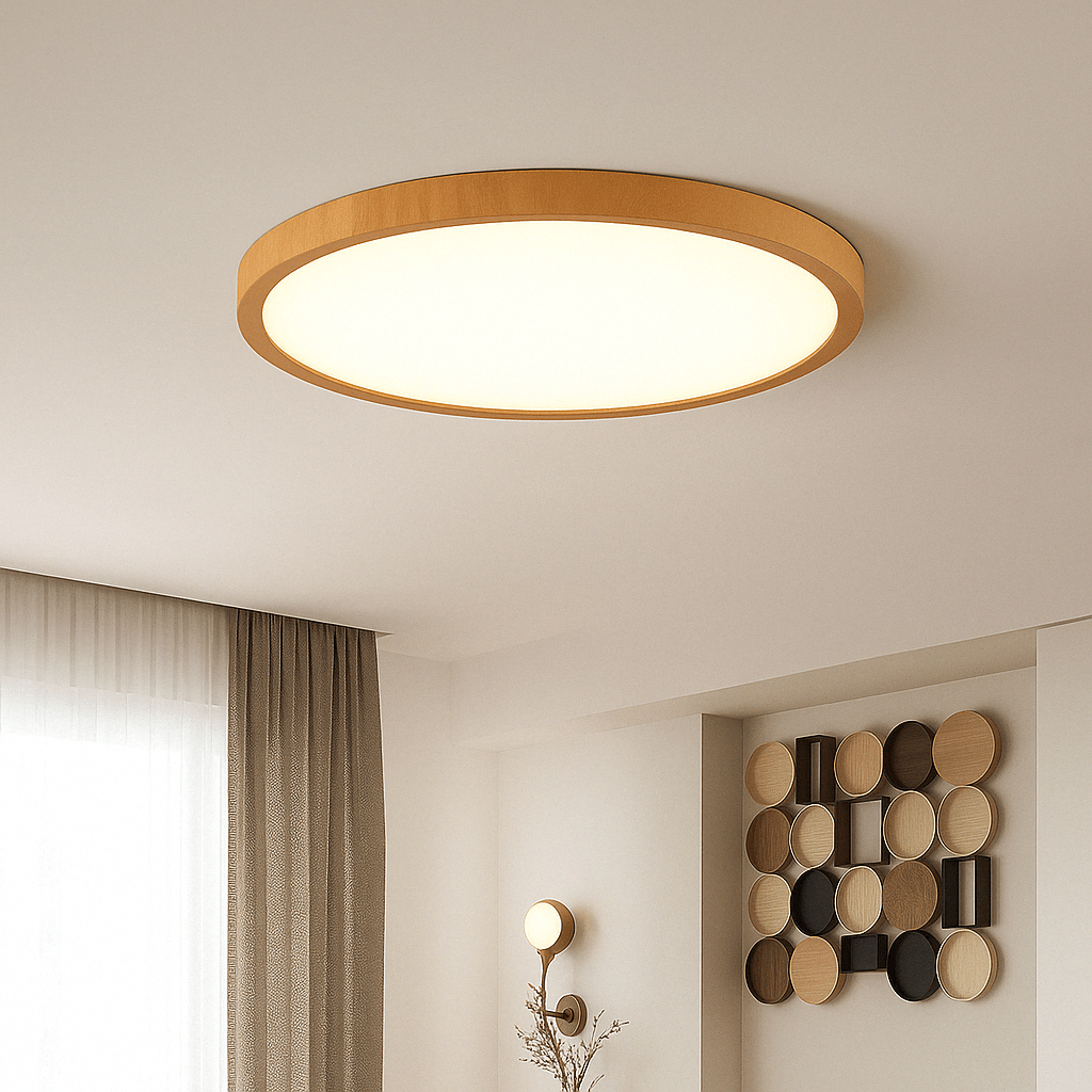 Radiancea Modern Circular Ultrathin Wood LED Ceiling Light