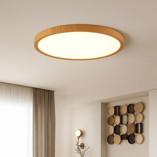 Radiancea Modern Circular Ultrathin Wood LED Ceiling Light