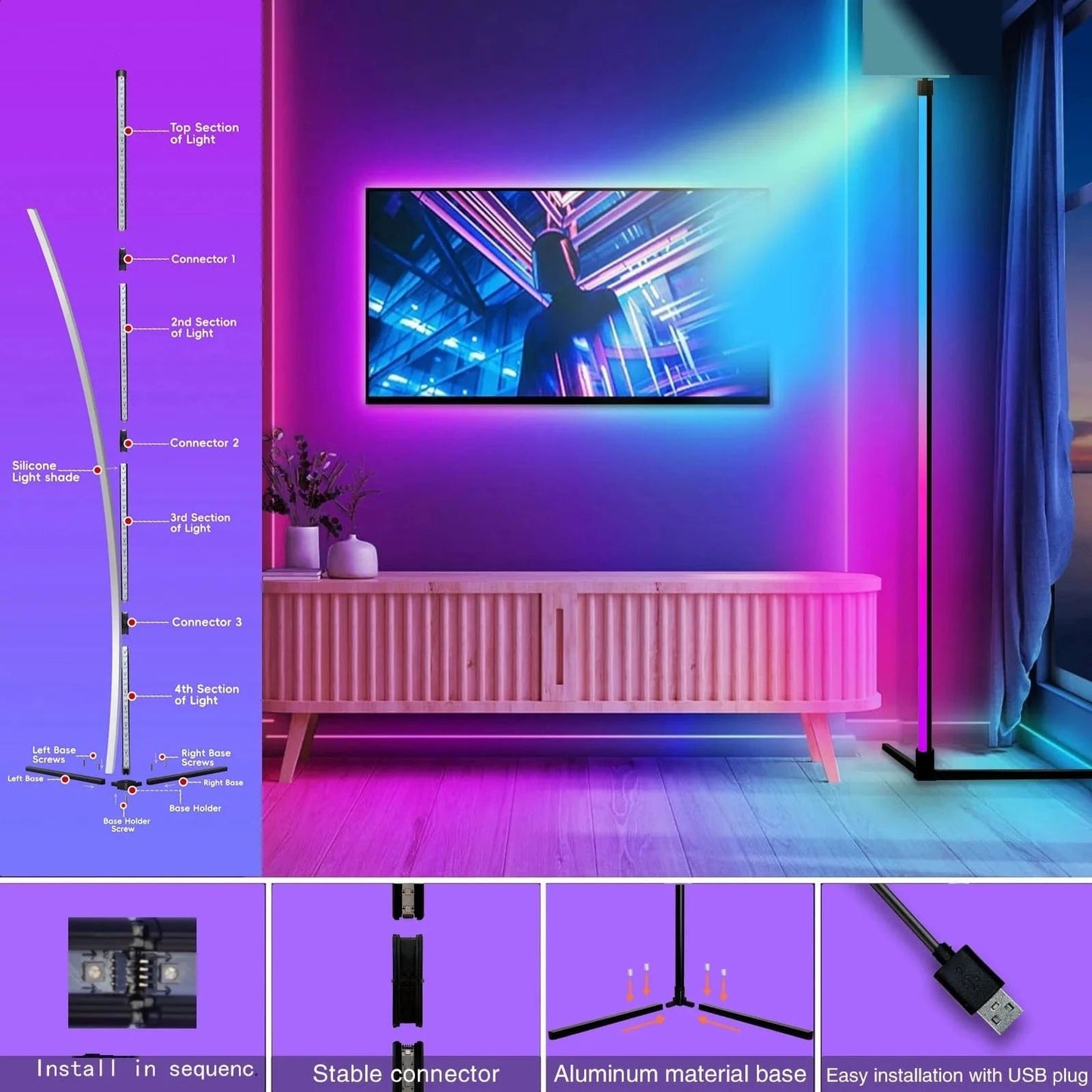 Illuvia RGB Corner Standing Floor Lamp