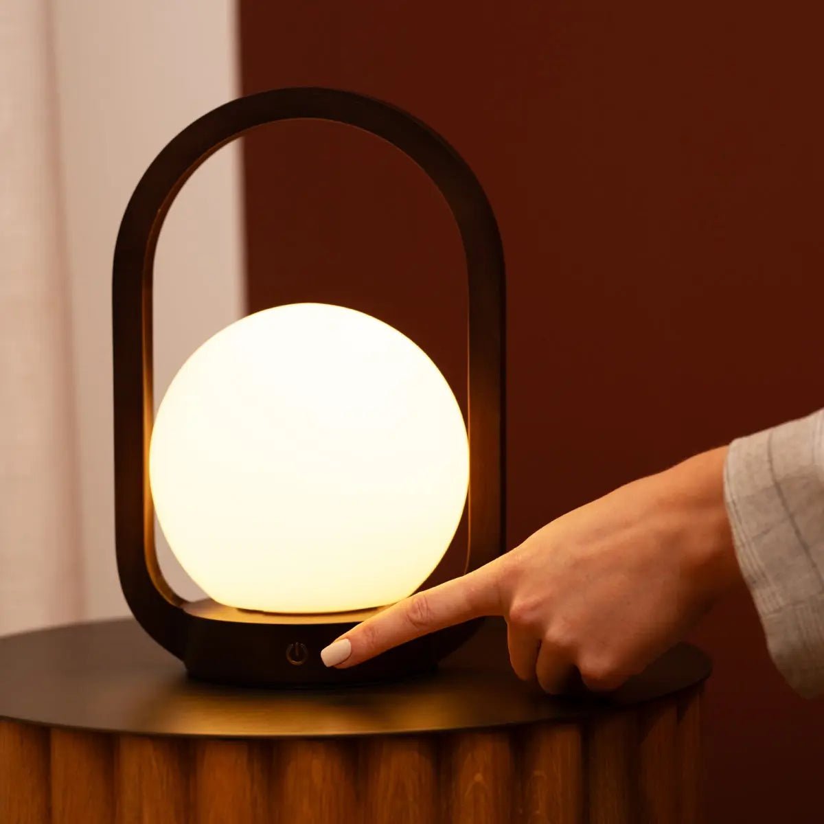Brightarae Dark Brown Wooden Cordless Lamp