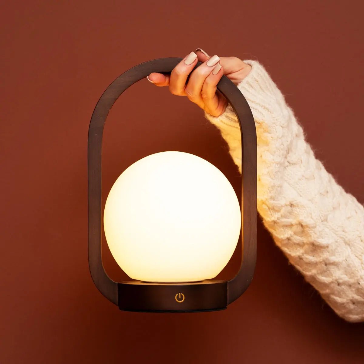 Brightarae Dark Brown Wooden Cordless Lamp