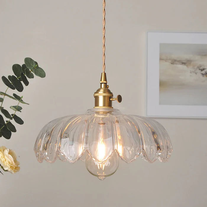 Flarevia Vintage glass flower pendant lamp