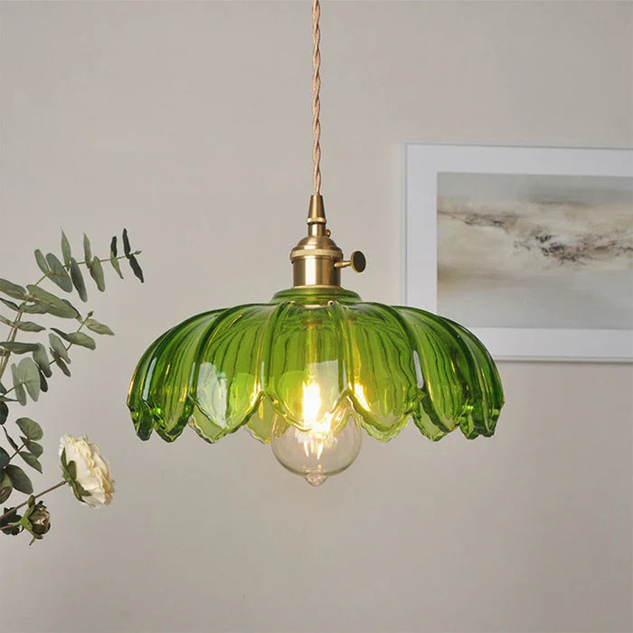Flarevia Vintage glass flower pendant lamp