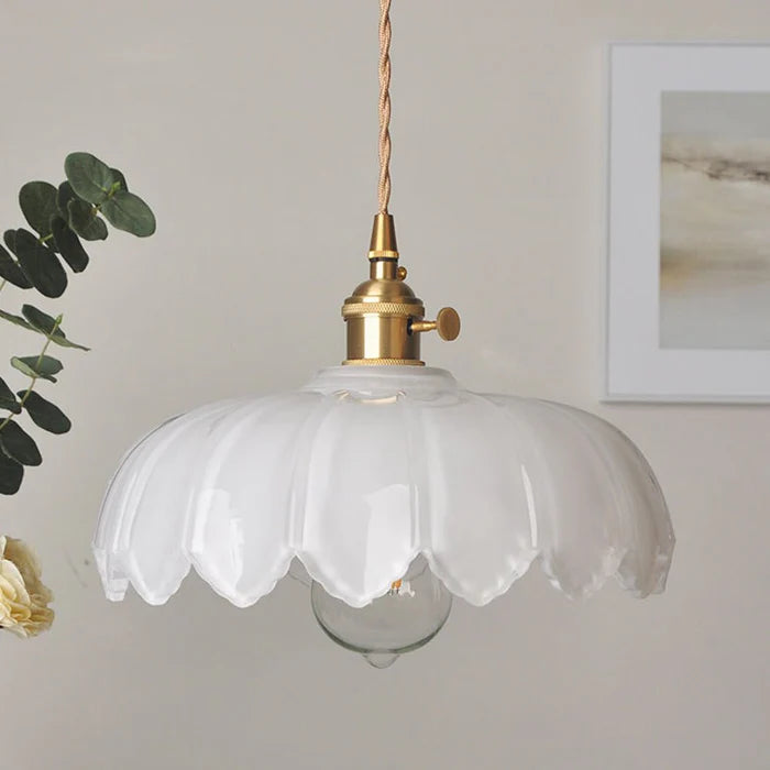 Flarevia Vintage glass flower pendant lamp