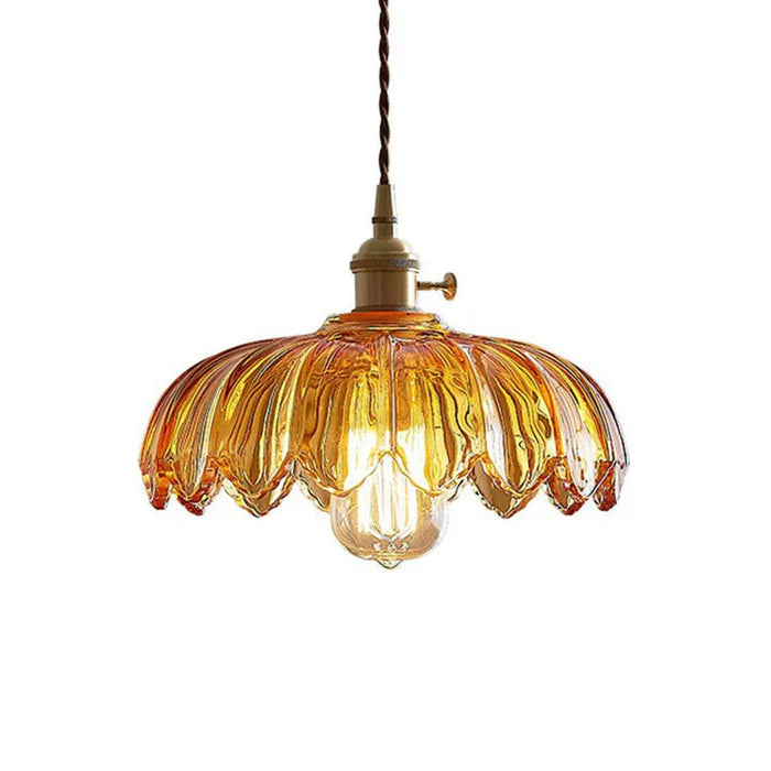Flarevia Vintage glass flower pendant lamp
