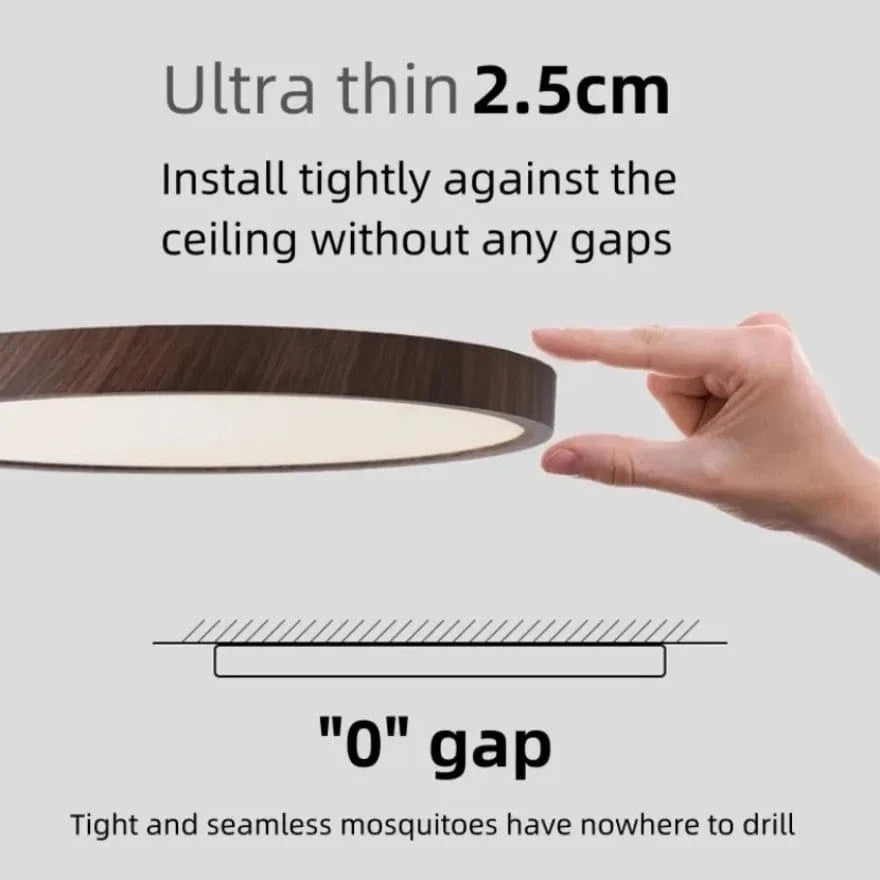 Radiancea Modern Circular Ultrathin Wood LED Ceiling Light