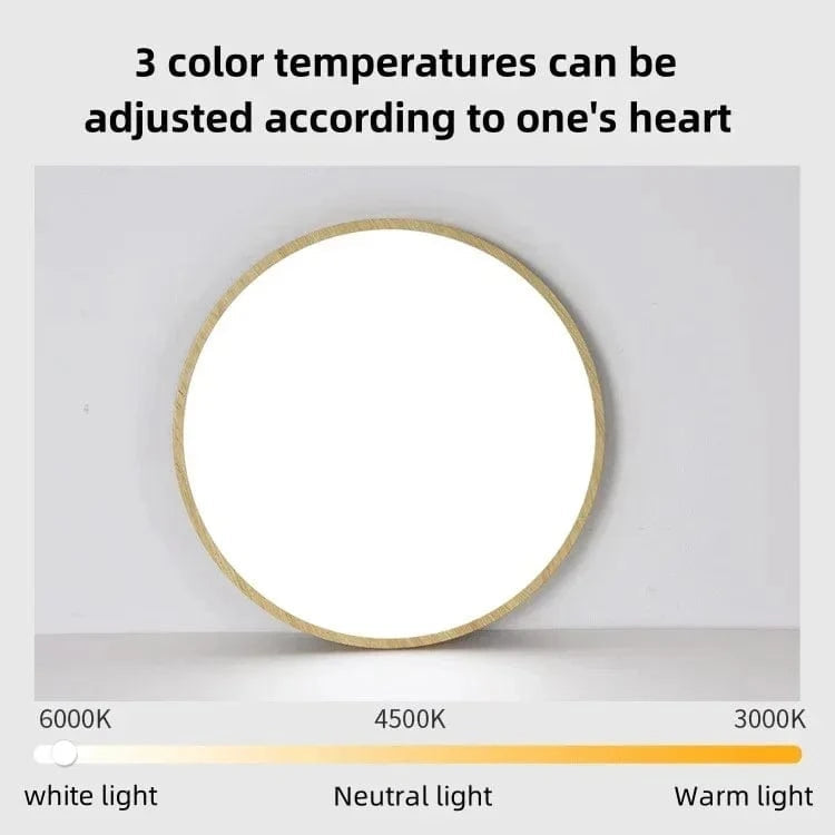 Radiancea Modern Circular Ultrathin Wood LED Ceiling Light